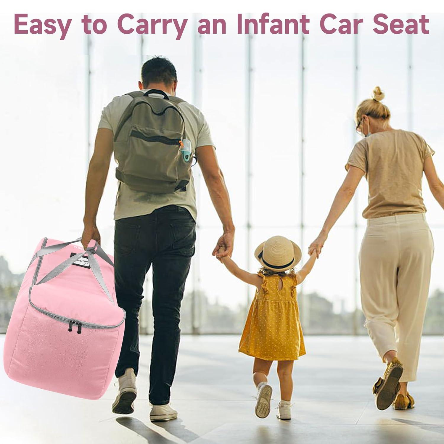 imageYOREPEK Infant Car Seat Travel Bag Compatible with All Nuna Pipa Car Seat and Base or Chicco KeyFit 30 and Base Padded Car Seat Bags for Air TravelCar Seat Gate Check Bag with 5 Protective FeetPink