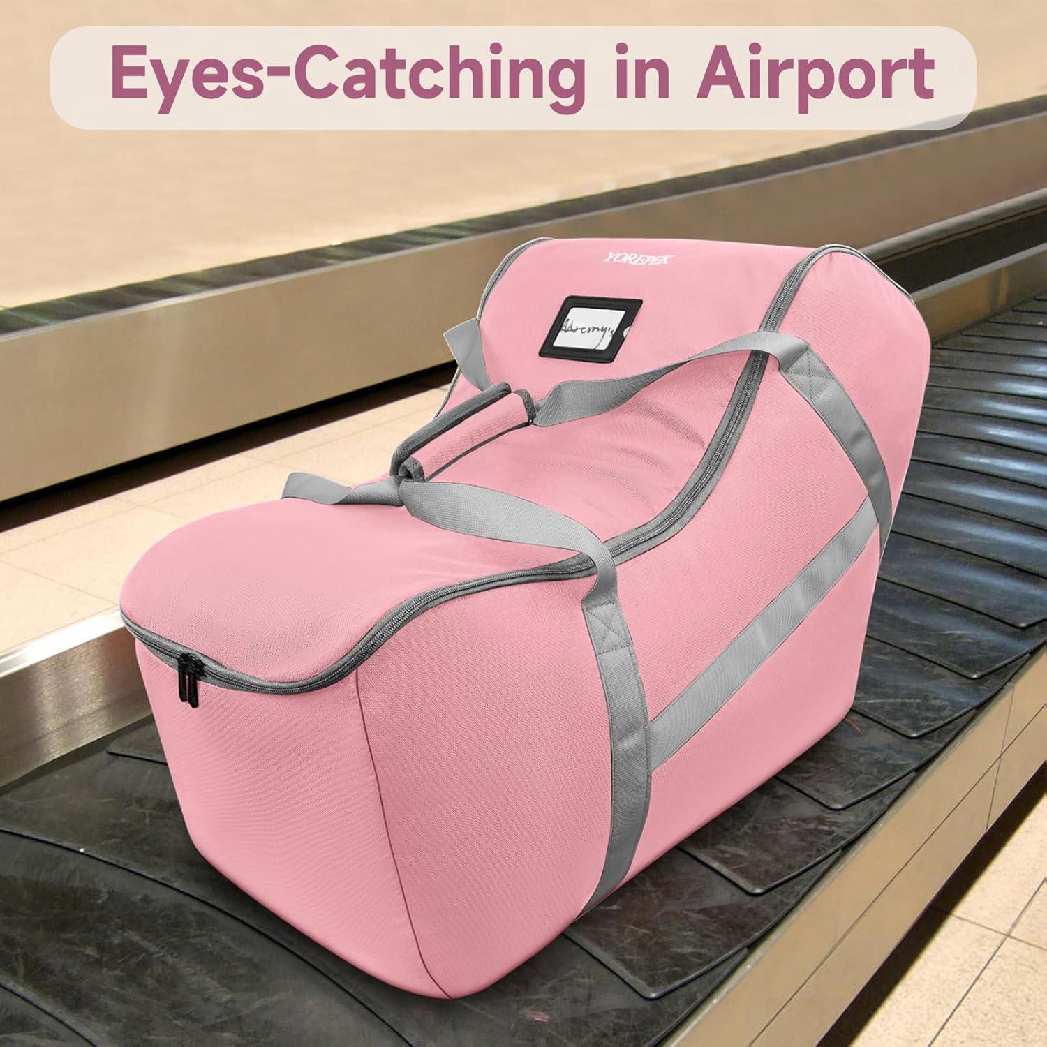 imageYOREPEK Infant Car Seat Travel Bag Compatible with All Nuna Pipa Car Seat and Base or Chicco KeyFit 30 and Base Padded Car Seat Bags for Air TravelCar Seat Gate Check Bag with 5 Protective FeetPink