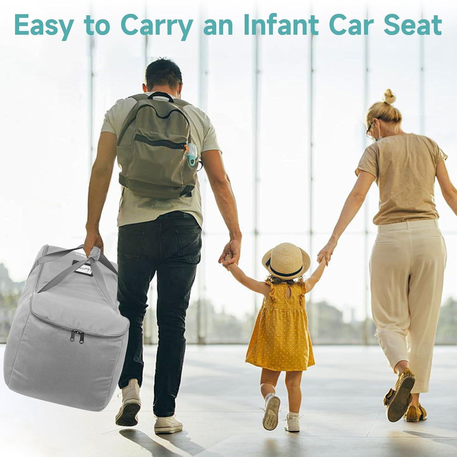 imageYOREPEK Infant Car Seat Travel Bag Compatible with All Nuna Pipa Car Seat and Base or Chicco KeyFit 30 and Base Padded Car Seat Bags for Air TravelCar Seat Gate Check Bag with 5 Protective FeetGrey All