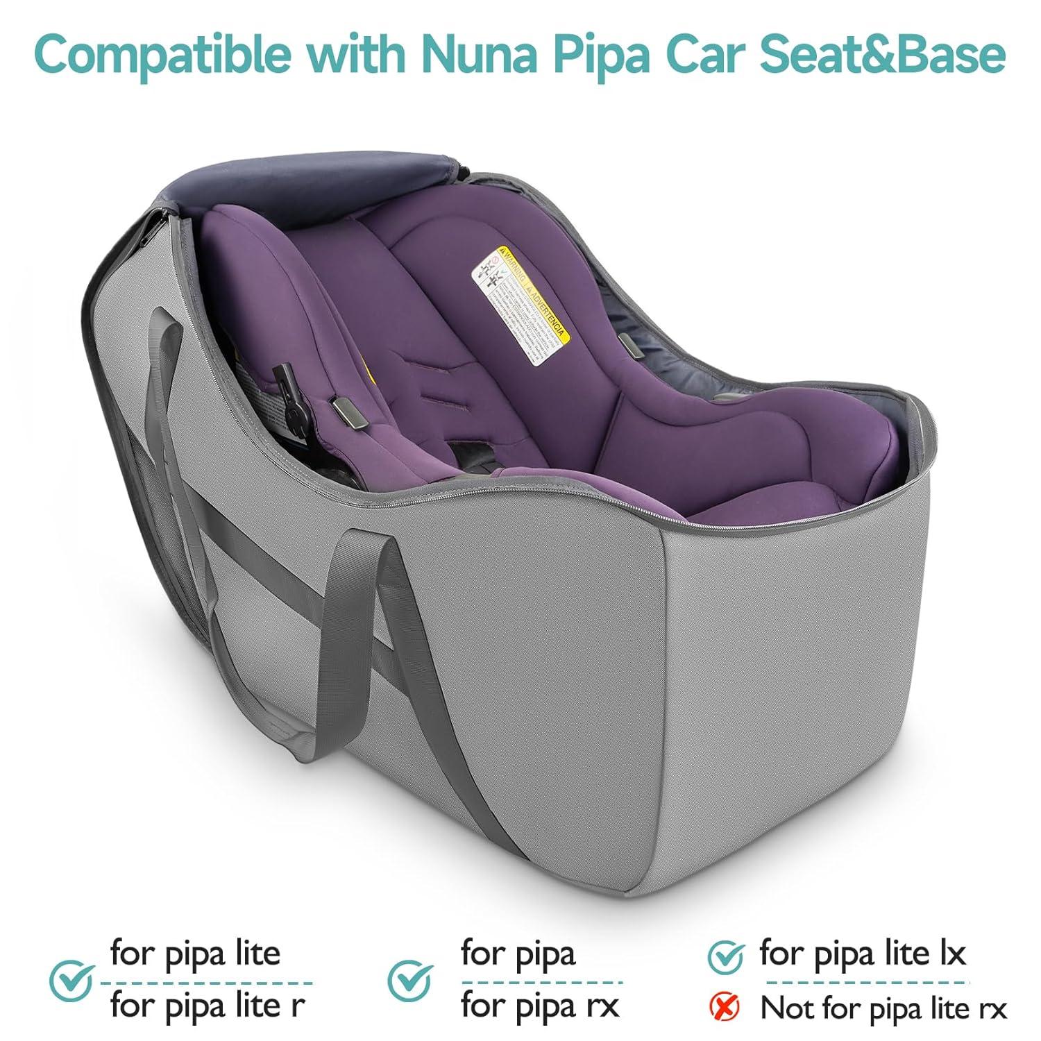imageYOREPEK Infant Car Seat Travel Bag Compatible with All Nuna Pipa Car Seat and Base or Chicco KeyFit 30 and Base Padded Car Seat Bags for Air TravelCar Seat Gate Check Bag with 5 Protective FeetGrey All