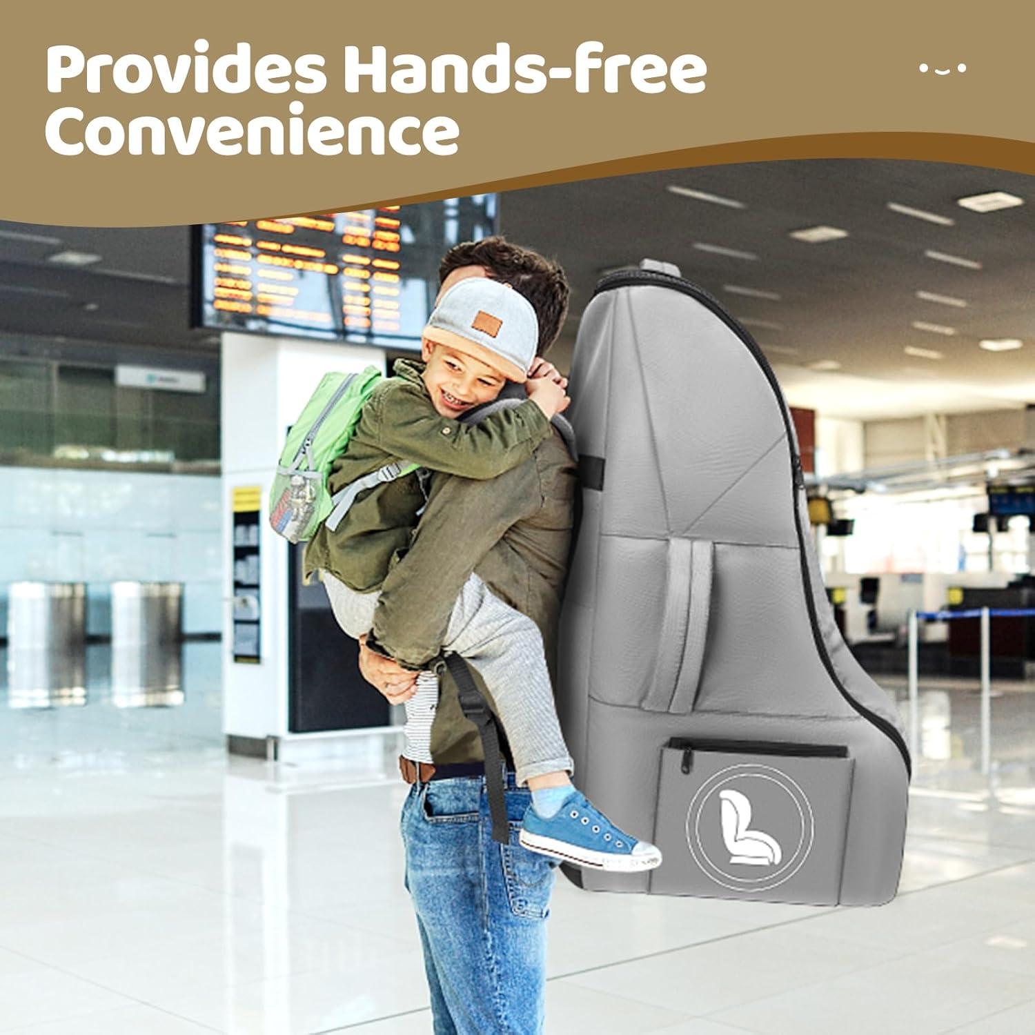 imageYOREPEK Padded Car Seat Travel Bag for Airplane Travel Compatible with Chicco Britax Nuna Rava Sturdy Car Seat Backpack for Airport with WearResistant Bottom Large Carseat Cover for Baby TravelGrey