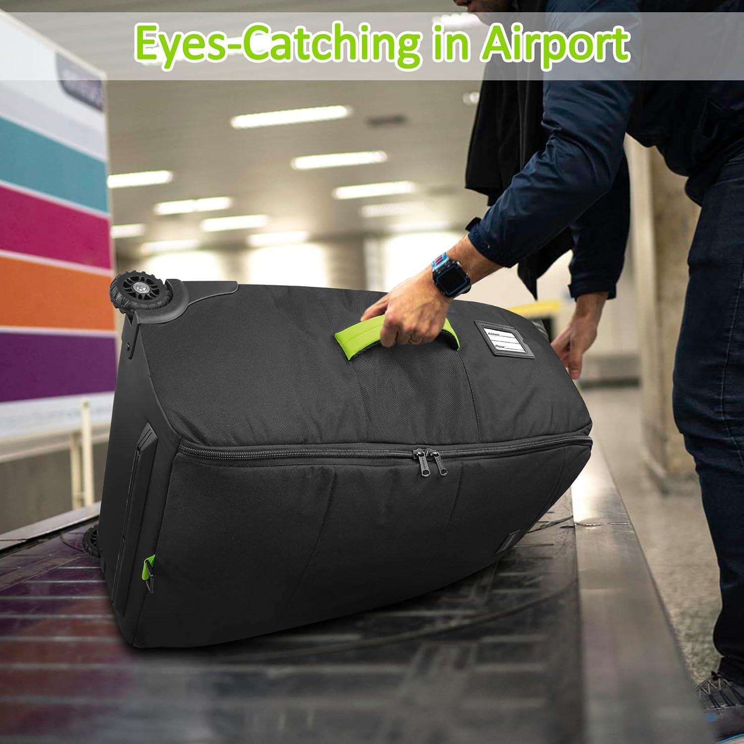 imageYOREPEK Padded Stroller Travel Bag with Wheels for Airplane Fits Nuna Mixx NextTriv NextRemove All Wheels with a Separate Pocket to Store Stroller Wheels Gate Check Stroller Bag for Air Travel