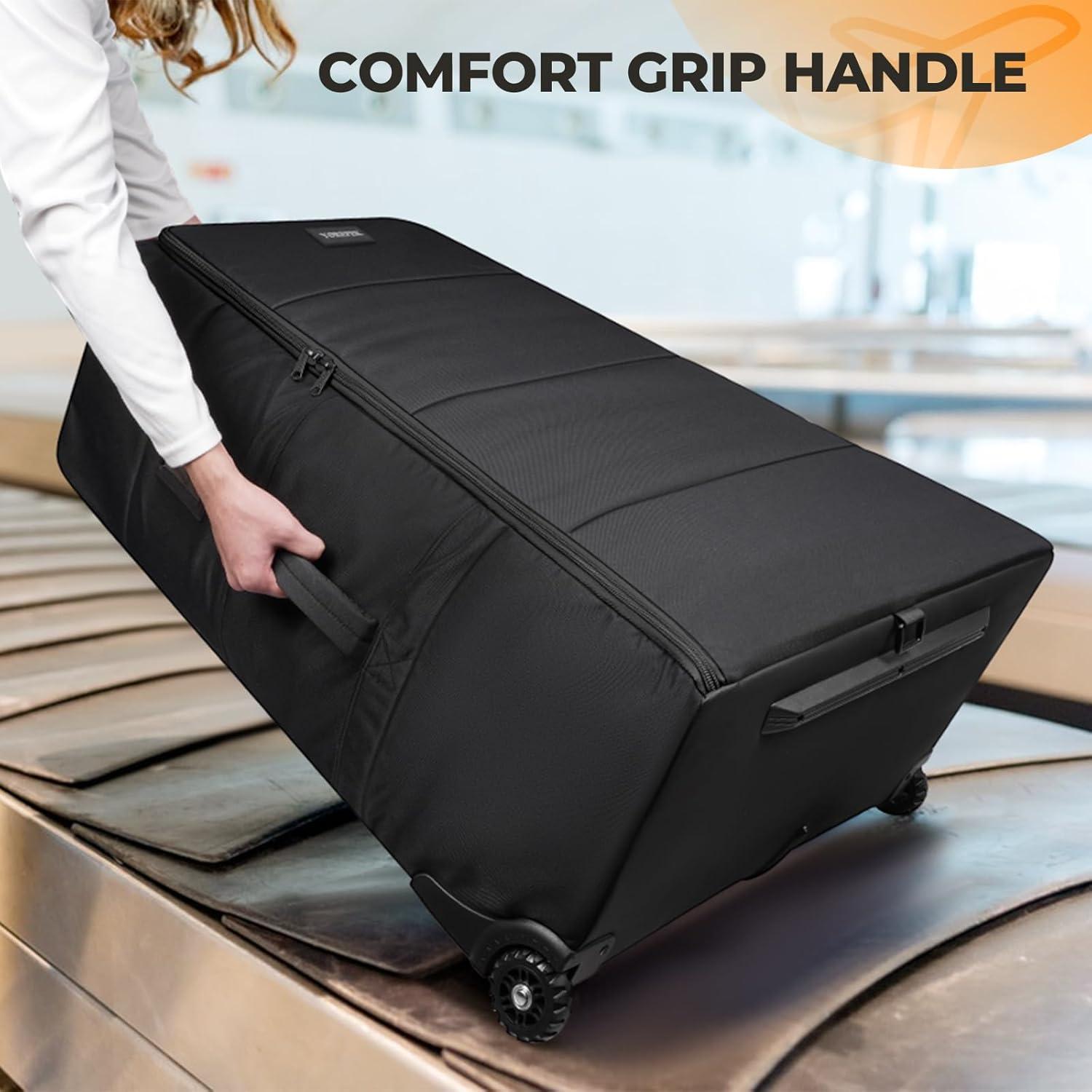 imageYOREPEK Stroller Bag Compatible with UPPAbaby Vista V2V3 and Cruz V2 No Wheel Removal Needed Padded Stroller Travel Bag with Wheels Foldable Stroller Cover with Storage Pocket All BlackBlack