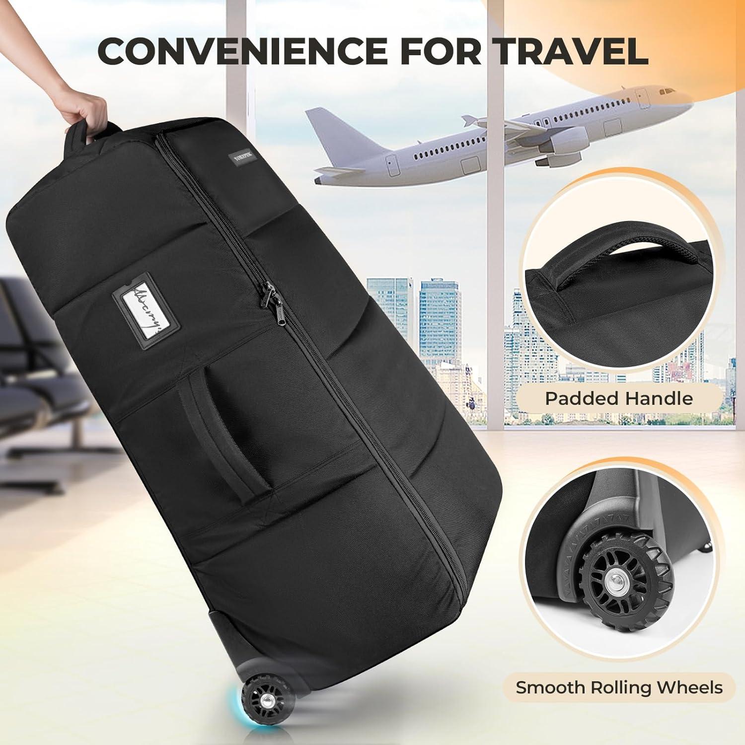 imageYOREPEK Stroller Bag Compatible with UPPAbaby Vista V2V3 and Cruz V2 No Wheel Removal Needed Padded Stroller Travel Bag with Wheels Foldable Stroller Cover with Storage Pocket All BlackBlack
