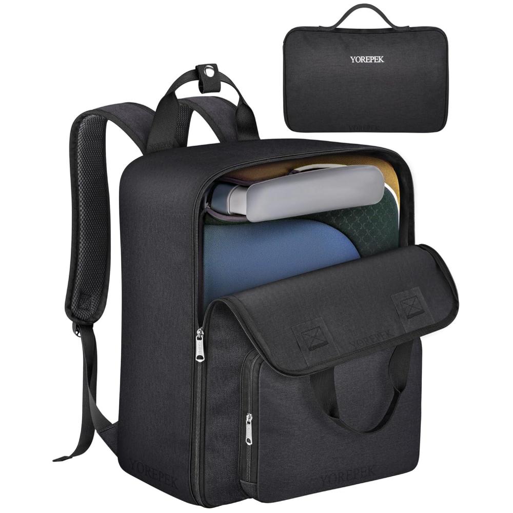 imageYOREPEK Backless Booster Car Seat Travel Bag Backpack for Airplane Foldable Booster Car Seat Cover with Lauggage Strap Compact Stroller Bag for Airplane Fits for Gb PockitAll BlackBlack