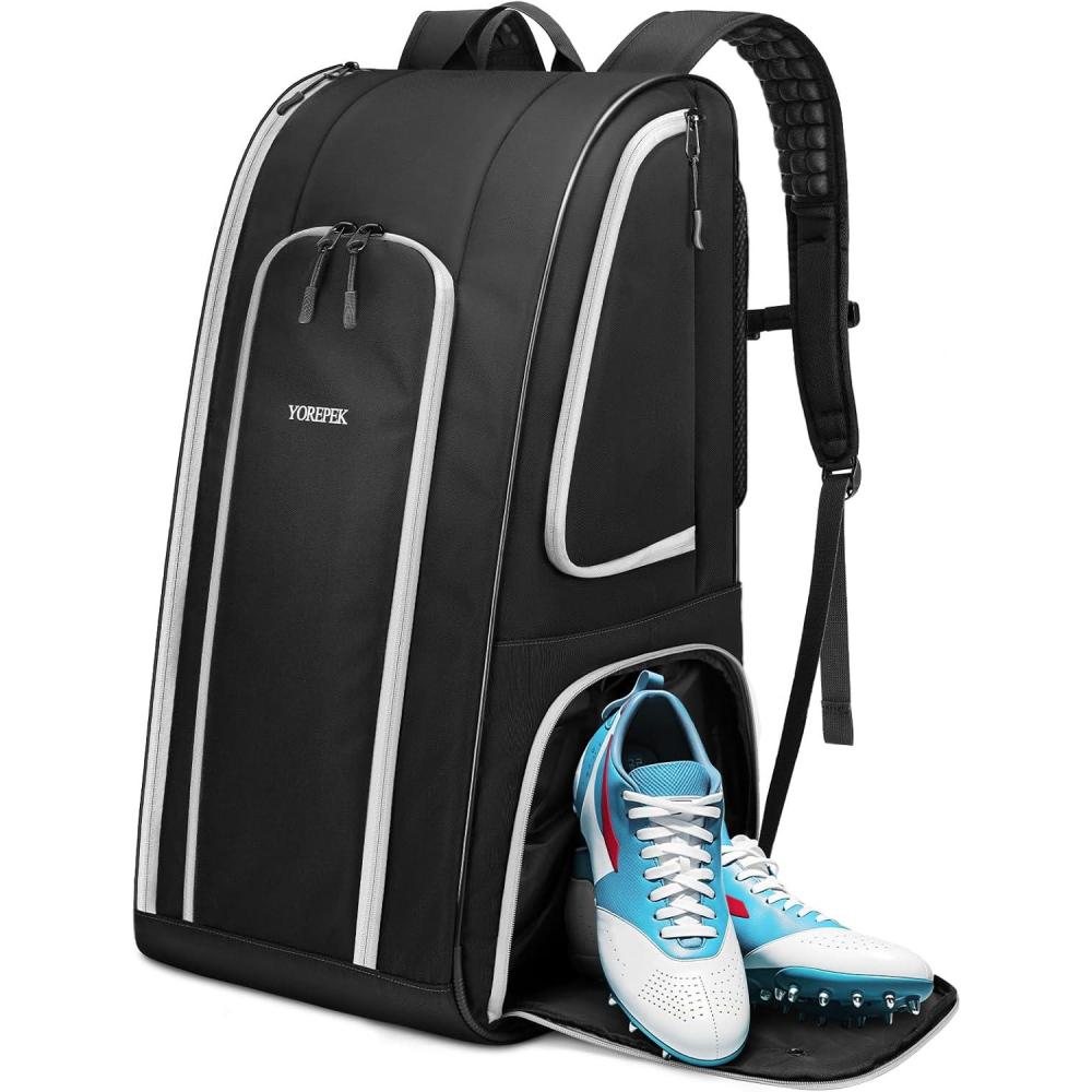 imageYOREPEK Football Bag for Equipment Large Football backpack Gear Bag for Shoulder Pads amp Shoes Compartment Insulated Pocket Wet Dry Pocket Fit baseballbasketballsoccerblackBlack