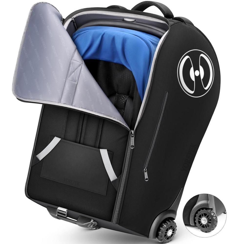 imageYOREPEK Infant Car Seat Travel Bag Backpack with Wheels Fits for Doona Car Seat Stroller Padded Carseat Bags for Air Travel with Shoulder Strap Car Seat Storage Bag for Airplane with Side Pocket