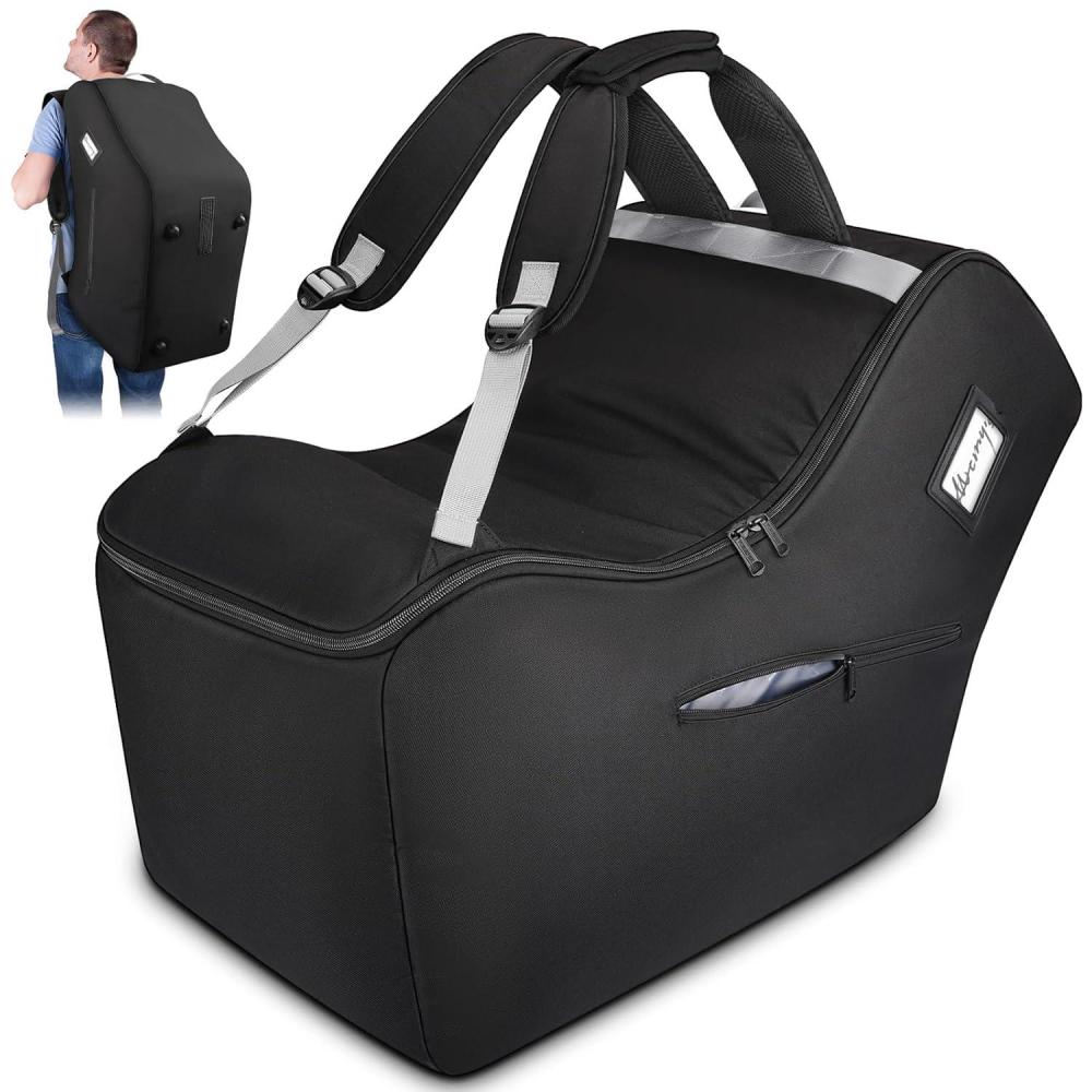 imageYOREPEK Padded Car Seat Travel Bag Backpack Compatible with All Nuna Pipa Car Seat and Base Infant Car Seat Bags for Air Travel with Shoulder Straps Carseat Cover with Side Pocket Protective FeetBlack