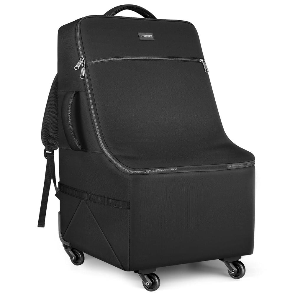 imageYOREPEK Padded Car Seat Travel Bag for Airplane with WheelsHeavy Duty Carseat Bags for Air TravelRolling Airport Gate Check BagTravel Car Seat Backpack with Extra Storage for Baby Travel Essentails