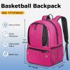 YOREPEK Basketball Backpack, Lightweight Basketball Bag with Ball Holder & Shoes Compartment, Sports Backpack Training Equipment Fit Soccer Volleyball Football(Pink)