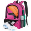YOREPEK Basketball Backpack, Lightweight Basketball Bag with Ball Holder & Shoes Compartment, Sports Backpack Training Equipment Fit Soccer Volleyball Football(Pink)