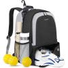 YOREPEK Pickleball Bag Backpack with Shoe Compartment, Fence Hook for Men Women, Large Capacity Pickleball Paddle Bags Hold Paddles, Clothes Shoes and Accessories