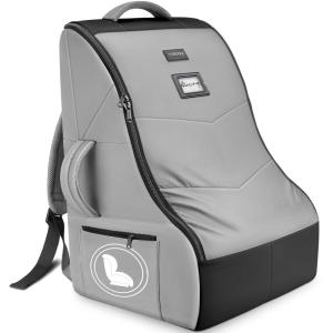 YOREPEK Padded Car Seat Travel Bag for Airplane Travel Compatible with Chicco, Britax, Nuna Rava, Sturdy Car Seat Backpack for Airport with Wear-Resistant Bottom, Large Carseat Cover for Baby Travel(Grey)