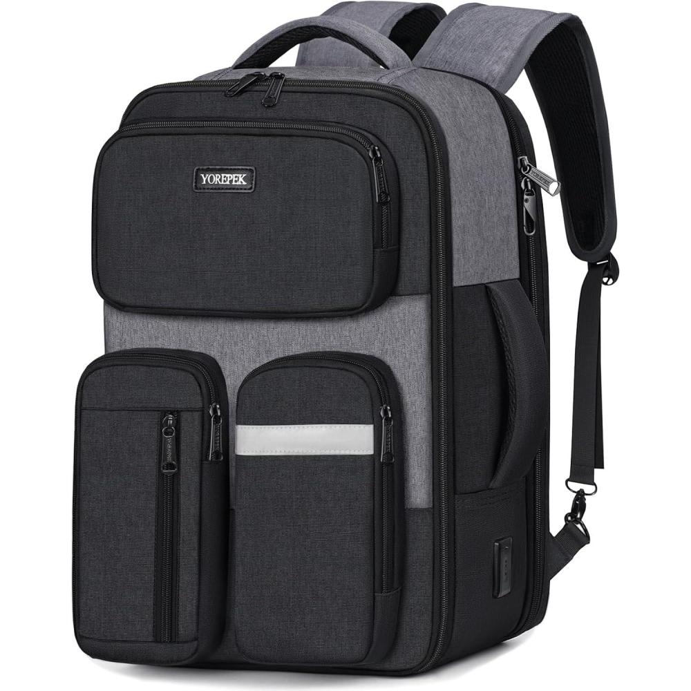 imageYOREPEK Frontier Airlines Personal Item Bag 18x14x8 Laptop Briefcase Backpack for Men Fits 156 inch Computer TSA Approved Personal Item Bag with Hidden Shoulder Straps USB Charging Port