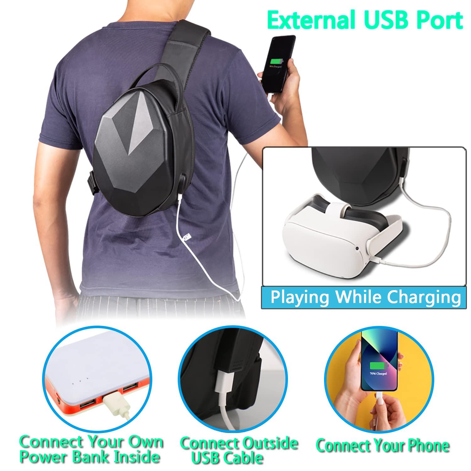 imageYOREPEK Carrying Case Compatible with Oculus Meta Quest 33S2Vision Pro Hard Travel Bag fit for Meta Quest Pro Gaming Headset and Controllers Lightweight Case with USB Charging Port