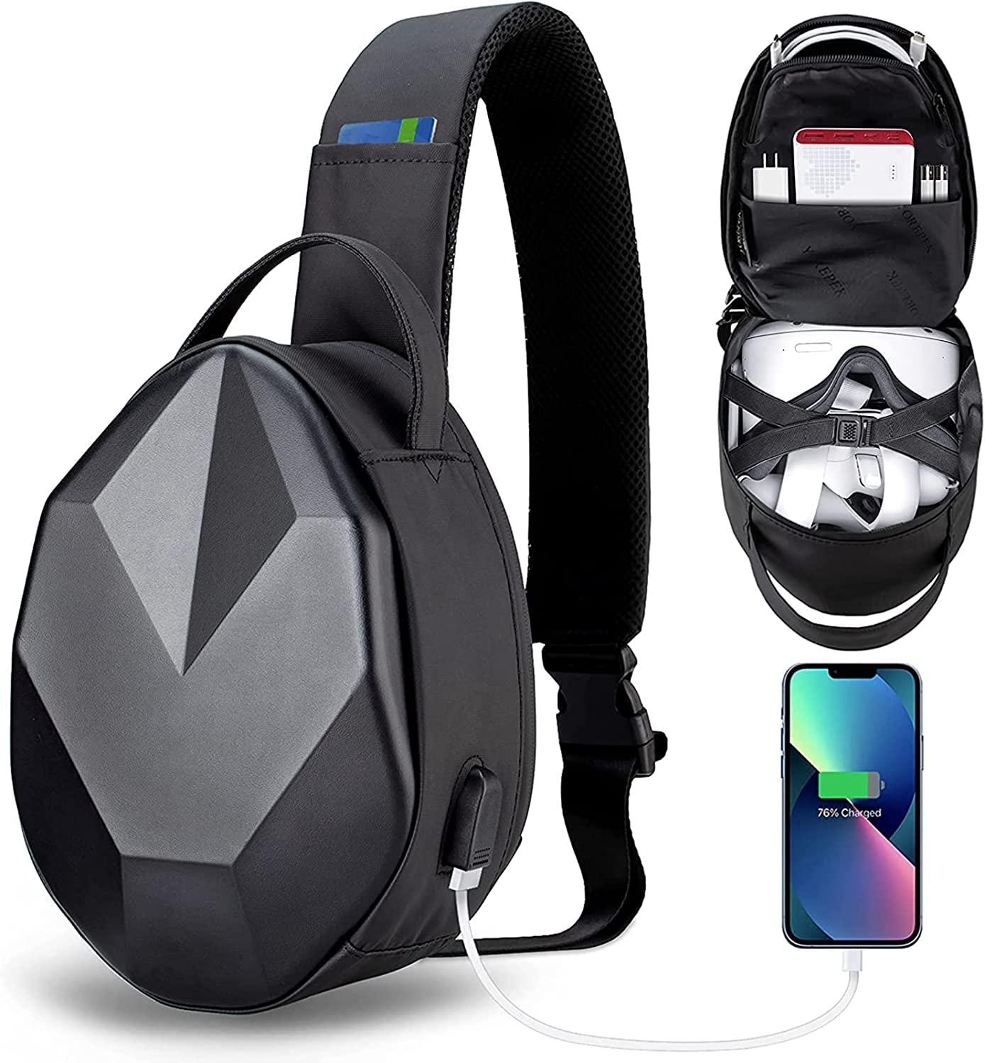 imageYOREPEK Carrying Case Compatible with Oculus Meta Quest 33S2Vision Pro Hard Travel Bag fit for Meta Quest Pro Gaming Headset and Controllers Lightweight Case with USB Charging Port