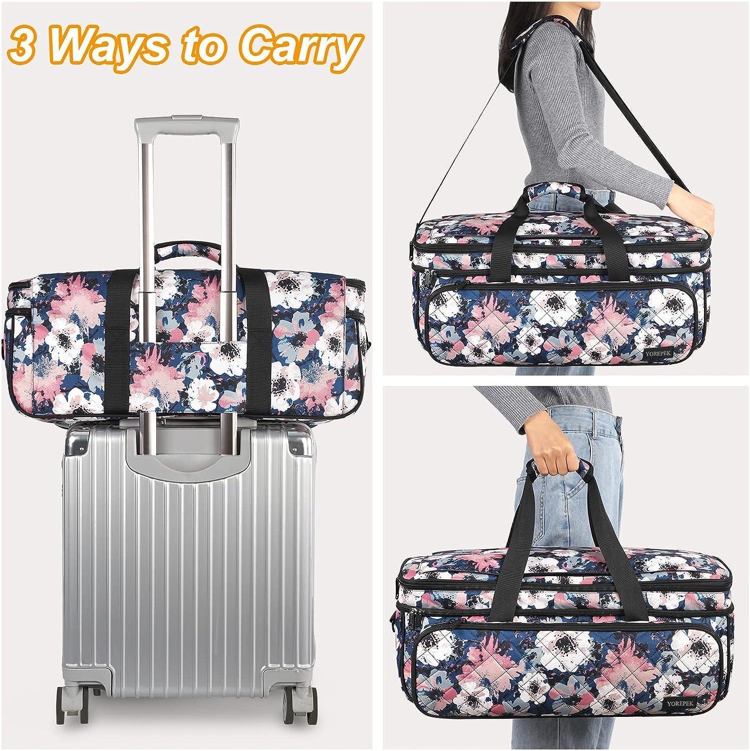 imageYOREPEK Carrying Case for Cricut Maker 4 Maker 3 Explore 4 Explore 3 Air 2 Die Cut Machine Dust Cover Large Travel Bag with Cutting Mat Storage Tote Bag for Tools Accessories FloralFloral