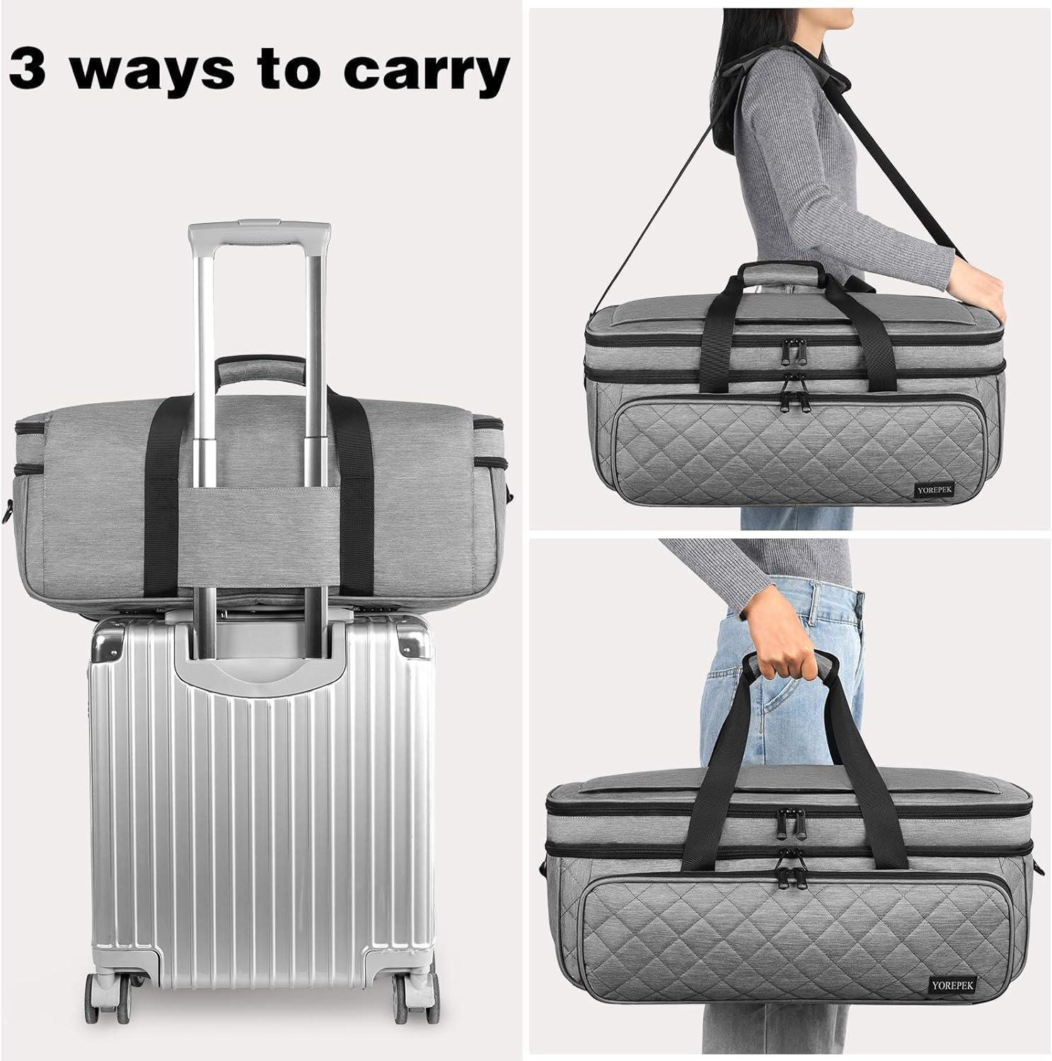 imageYOREPEK Carrying Case for Cricut Maker 4 Maker 3 Explore 4 Explore 3 Air 2 Die Cut Machine Dust Cover Large Travel Bag with Cutting Mat Storage Tote Bag for Tools Accessories FloralGrey