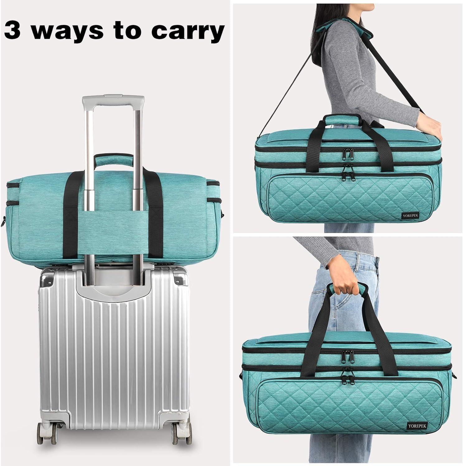 imageYOREPEK Carrying Case for Cricut Maker 4 Maker 3 Explore 4 Explore 3 Air 2 Die Cut Machine Dust Cover Large Travel Bag with Cutting Mat Storage Tote Bag for Tools Accessories FloralGreen
