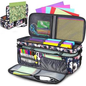 YOREPEK Carrying Case for Cricut Maker 4, Maker 3, Explore 4, Explore 3, Air 2, Die Cut Machine Dust Cover, Large Travel Bag with Cutting Mat Storage, Tote Bag for Tools Accessories, Floral(Floral)