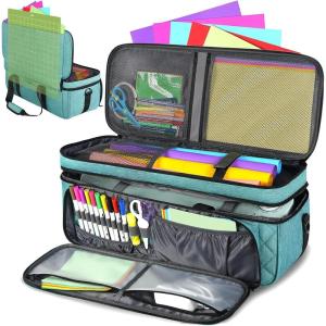 YOREPEK Carrying Case for Cricut Maker 4, Maker 3, Explore 4, Explore 3, Air 2, Die Cut Machine Dust Cover, Large Travel Bag with Cutting Mat Storage, Tote Bag for Tools Accessories, Floral(Green)