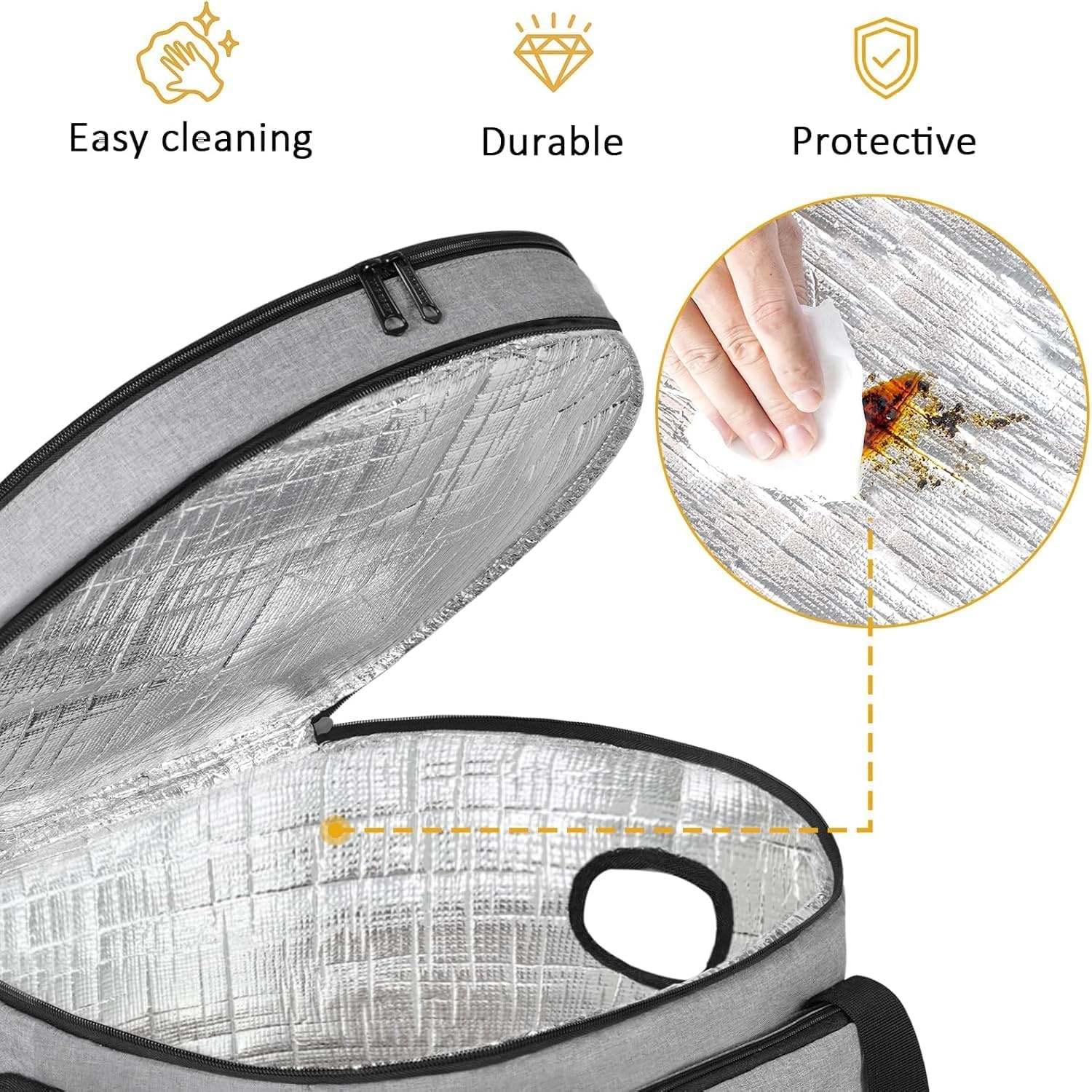 imageYOREPEK 2 Layer Slow Cooker Carrier Compatible with 6 7 8 Quart CrockPot Insulated Large Slow Cooker Travel Bag with Bottom Pad Lid Fasten Straps for Family Gathering Potluck Gifts for WomenGray