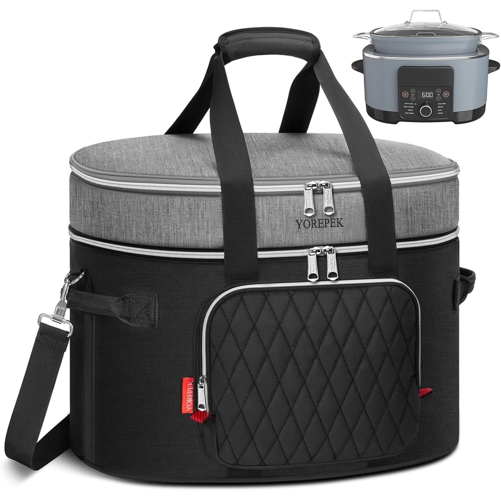 imageYOREPEK Carrying Bag for Ninja Crockpot 85 Quart Slow Cooker 2 Layer Insulated Travel Case with EasyClean Lining amp Shoulder Strap Accessories for Ninja Foodi Possible Cooker Pro