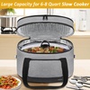 YOREPEK 2 Layer Slow Cooker Carrier, Compatible with 6, 7, 8 Quart Crock-Pot, Insulated Large Slow Cooker Travel Bag with Bottom Pad Lid Fasten Straps, for Family Gathering Potluck, Gifts for Women(Gray)