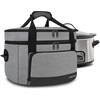 YOREPEK 2 Layer Slow Cooker Carrier, Compatible with 6, 7, 8 Quart Crock-Pot, Insulated Large Slow Cooker Travel Bag with Bottom Pad Lid Fasten Straps, for Family Gathering Potluck, Gifts for Women(Gray)