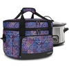 YOREPEK 2 Layer Slow Cooker Carrier, Compatible with 6, 7, 8 Quart Crock-Pot, Insulated Large Slow Cooker Travel Bag with Bottom Pad Lid Fasten Straps, for Family Gathering Potluck, Gifts for Women(Colorful)