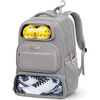 YOREPEK Pickleball Bag Backpack, Large Capacity Holds 4 Paddles with Padded Protection, 10 Pockets with Shoe Compartment for Pickleball Accessories, Organized Pickleball Bags for Women Men, Grey