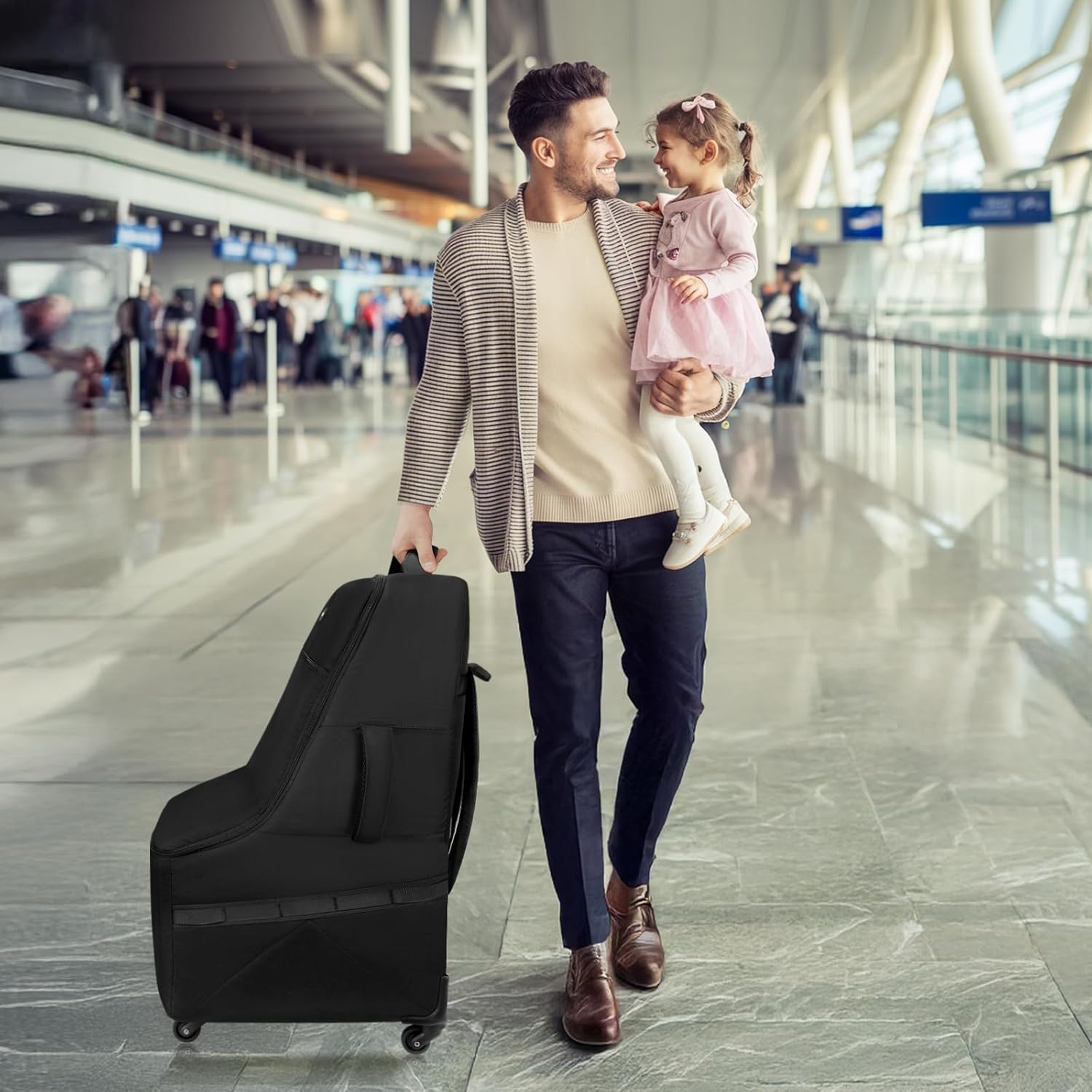 image:imageYOREPEK Car Seat Travel Bag with 4 Spinner Wheels amp Stable Base Padded Carseat Bags for Air Travel with Shoulder Straps Car Seat Carrier for Airport with Extra Pocket for Baby EssentialsBlack