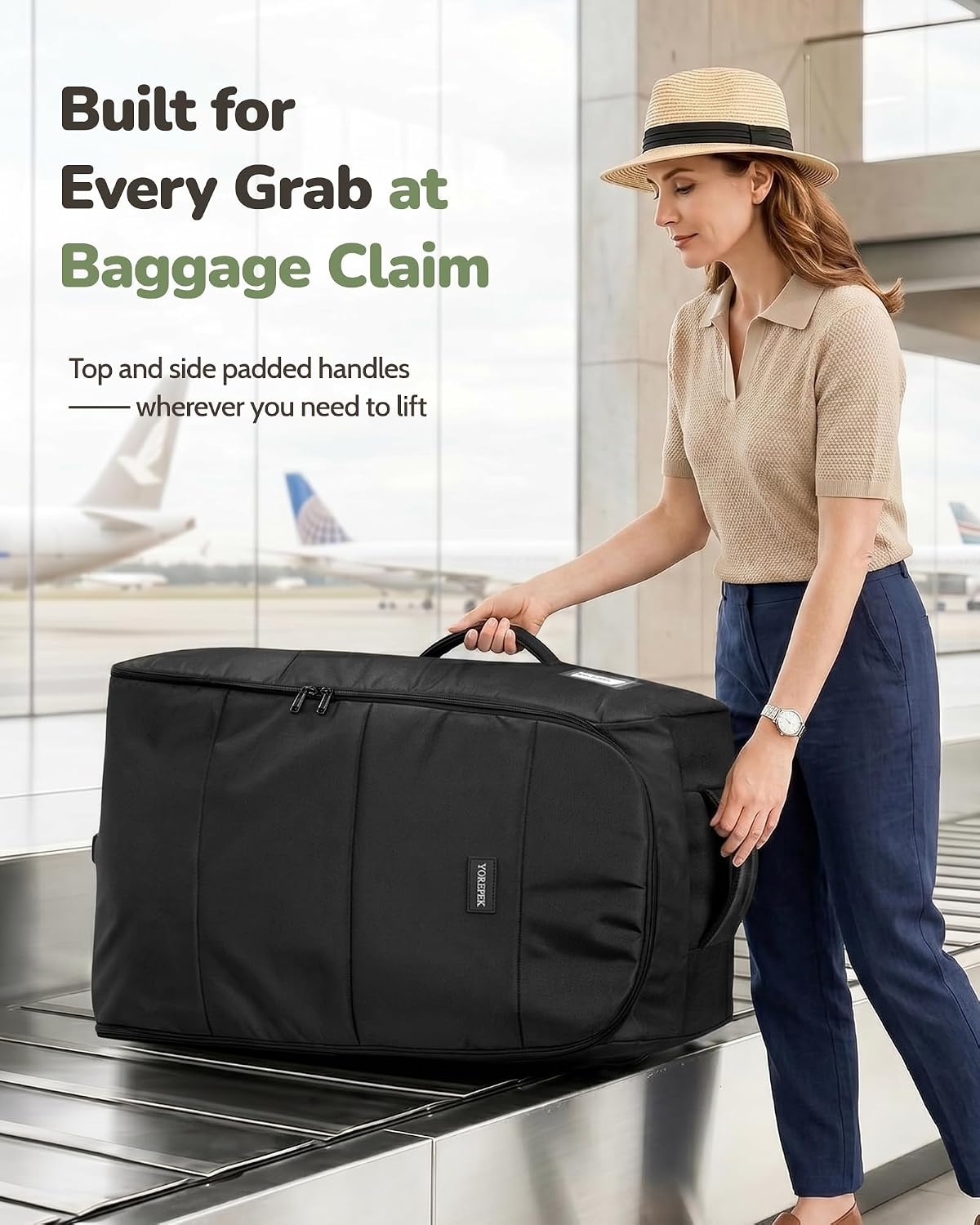 image:imageYOREPEK Padded Stroller Travel Bag with 2 Smooth Wheels for UPPAbaby Vista V2V3 amp Cruz V2 Rear Wheels Removal Needed Wheels Storage Bag Dual Handles Quick Rollup Foldable
