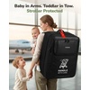 YOREPEK Expandable Padded Stroller Travel Bag for Airplane with Pocket | Fits Compact Fold Strollers, for Nuna Trvl, UPPAbaby Minu, Graco Ready2Jet, Backpack Style with Tracker Pocket for AirTag(Black)