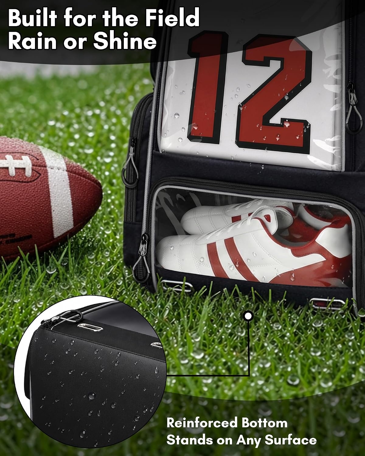 image:imageYOREPEK Football Bag Backpack Extra Large Football Gear Bag with Helmet amp Shoulder Pads Holder Jersey Display Window Ventilated Shoe Compartment Football Equipment Bag for Boys Youth Adults