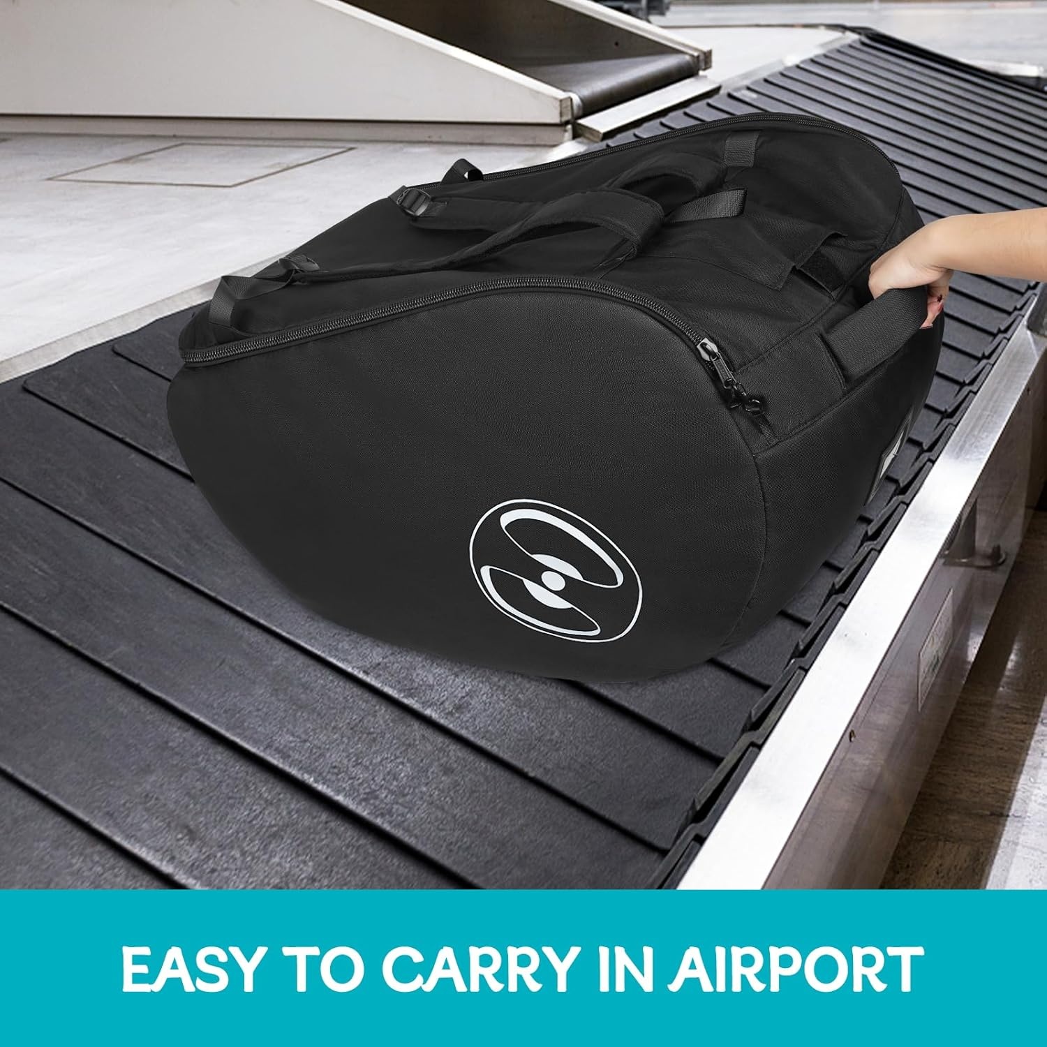 image:imageYOREPEK Padded Car Seat Stroller Travel Bag for Air Travel Gate Check for Doona Evenflo Shyft Dualride with Base Infant Car Seat Trave Bag Lockable Zipper Soft Backpack Straps FoldableBlack All