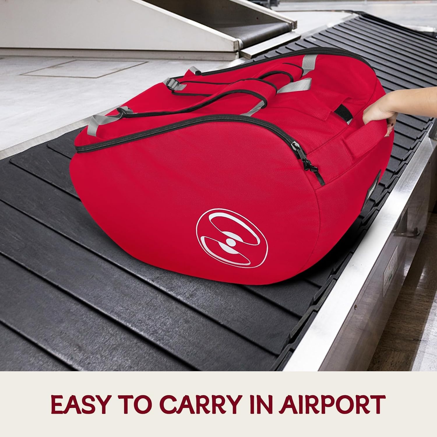 image:imageYOREPEK Padded Car Seat Stroller Travel Bag for Air Travel Gate Check for Doona Evenflo Shyft Dualride with Base Infant Car Seat Trave Bag Lockable Zipper Soft Backpack Straps FoldableVibrant Red