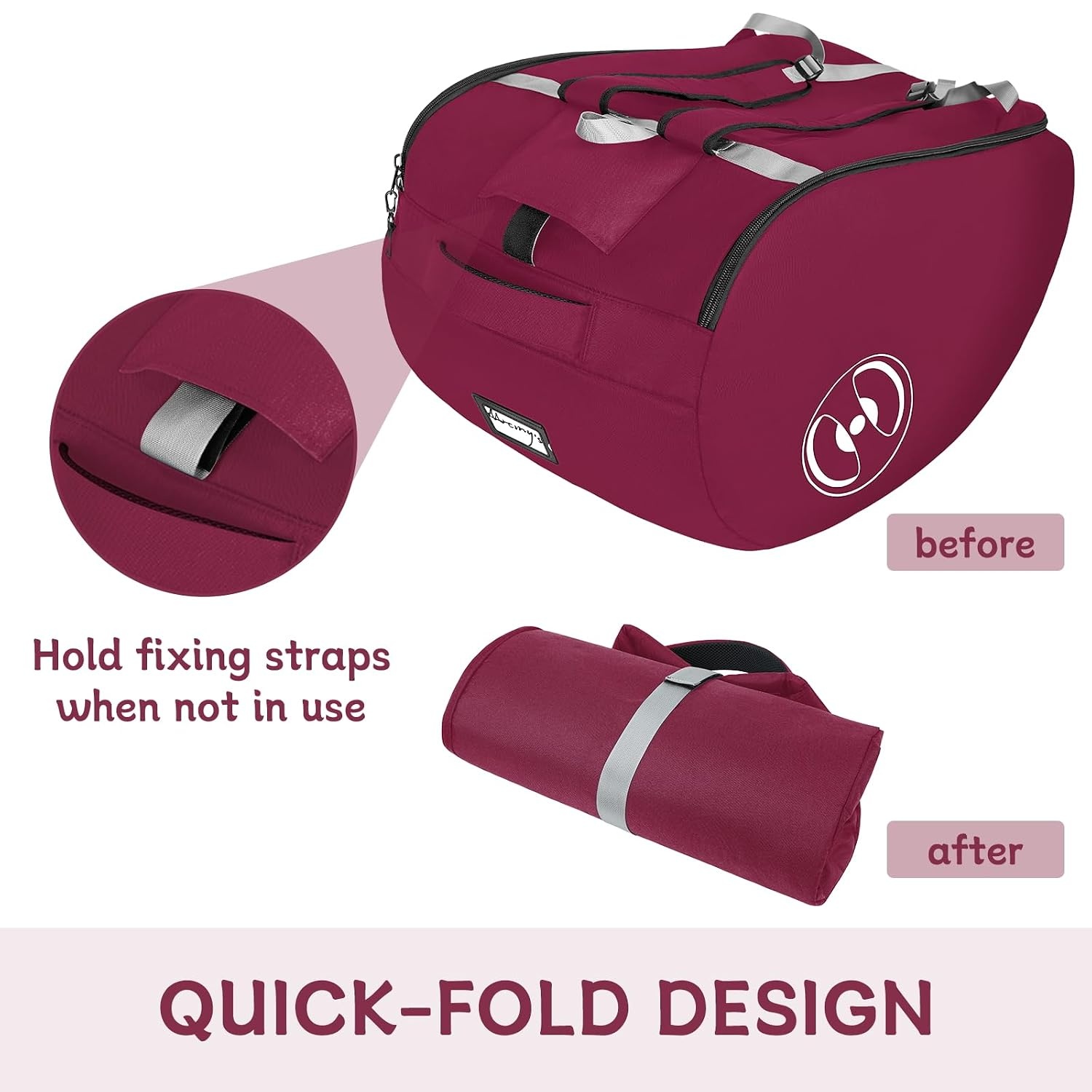 image:imageYOREPEK Padded Car Seat Stroller Travel Bag for Air Travel Gate Check for Doona Evenflo Shyft Dualride with Base Infant Car Seat Trave Bag Lockable Zipper Soft Backpack Straps FoldableWine Red