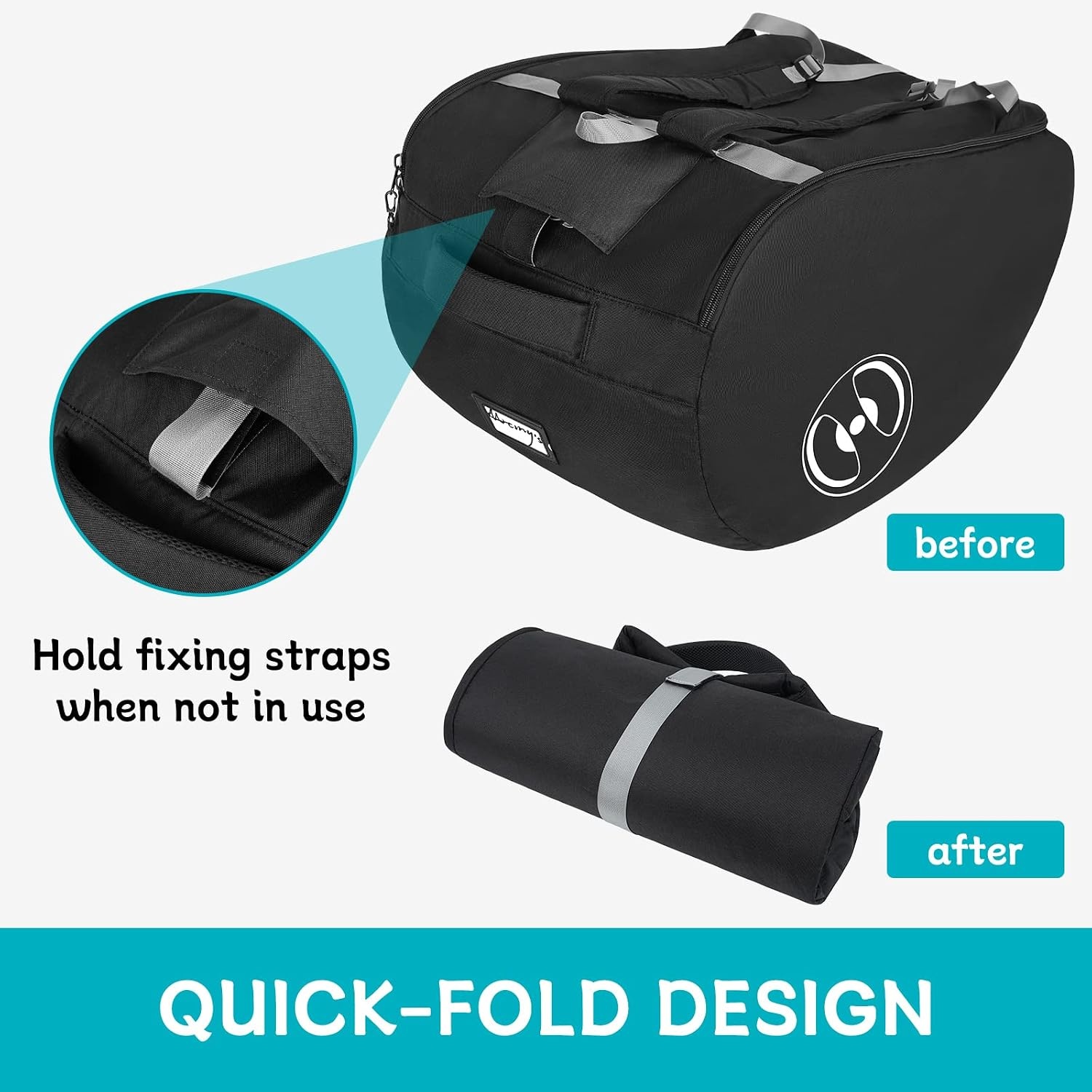 image:imageYOREPEK Padded Car Seat Stroller Travel Bag for Air Travel Gate Check for Doona Evenflo Shyft Dualride with Base Infant Car Seat Trave Bag Lockable Zipper Soft Backpack Straps FoldableBlack