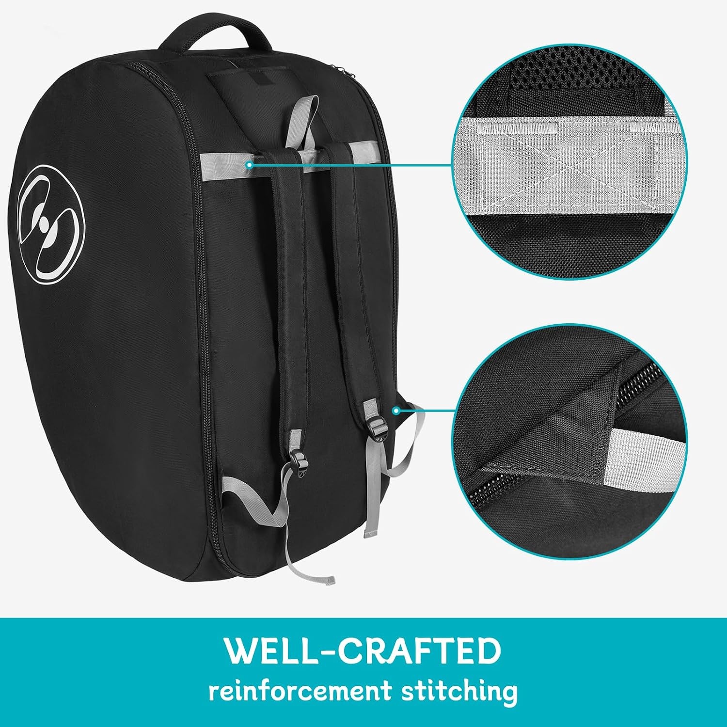 image:imageYOREPEK Padded Car Seat Stroller Travel Bag for Air Travel Gate Check for Doona Evenflo Shyft Dualride with Base Infant Car Seat Trave Bag Lockable Zipper Soft Backpack Straps FoldableBlack
