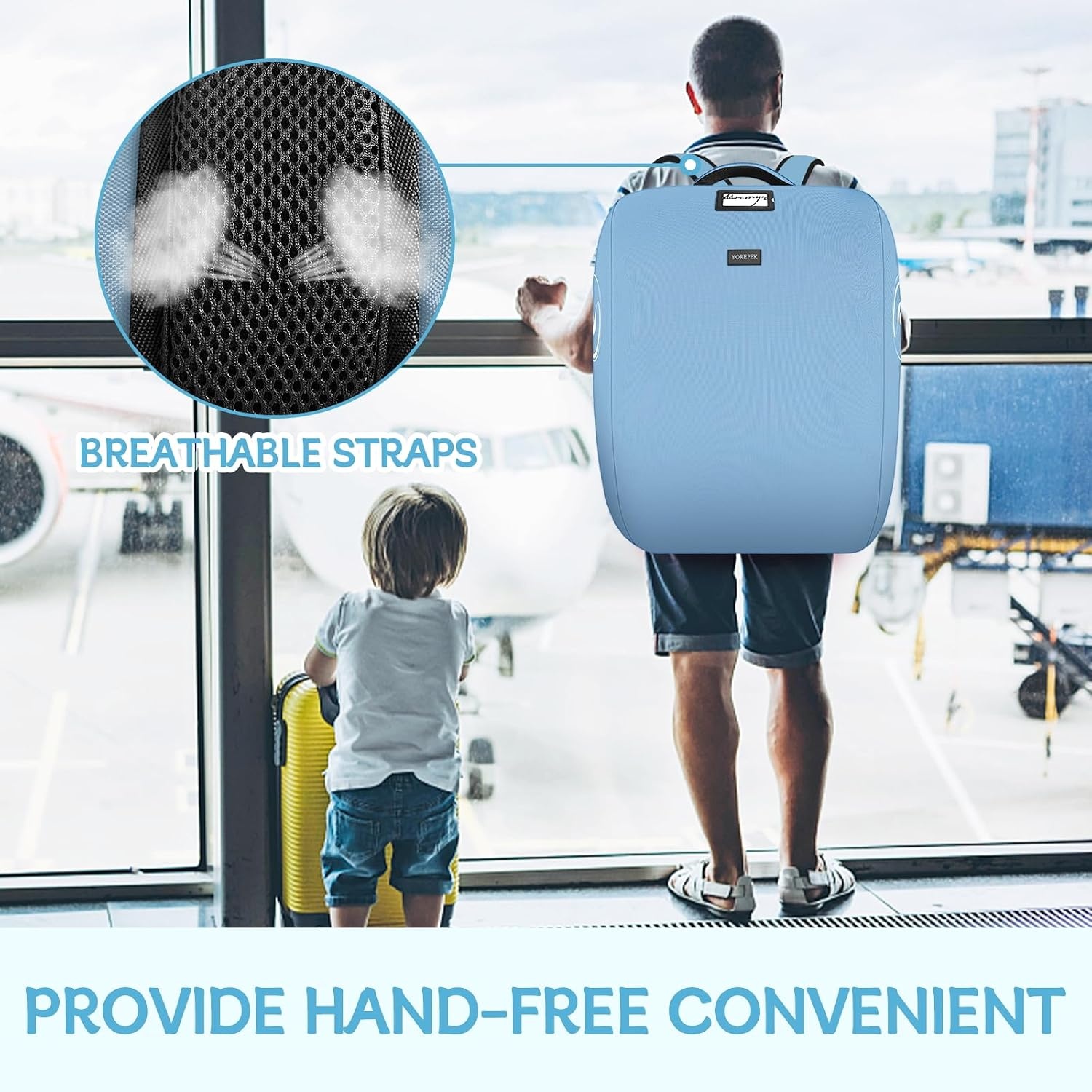 image:imageYOREPEK Padded Car Seat Stroller Travel Bag for Air Travel Gate Check for Doona Evenflo Shyft Dualride with Base Infant Car Seat Trave Bag Lockable Zipper Soft Backpack Straps FoldableOcean Blue