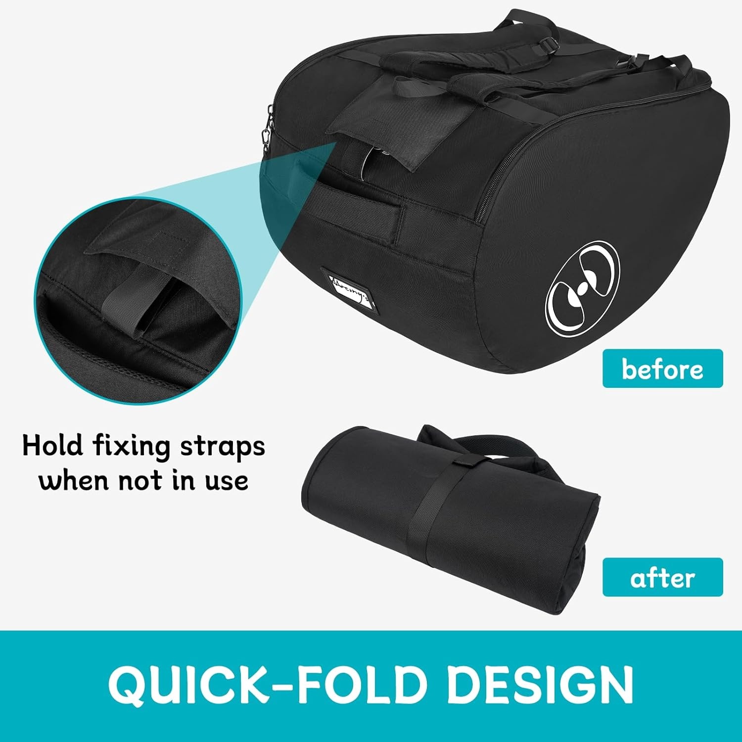 image:imageYOREPEK Padded Car Seat Stroller Travel Bag for Air Travel Gate Check for Doona Evenflo Shyft Dualride with Base Infant Car Seat Trave Bag Lockable Zipper Soft Backpack Straps FoldableBlack All