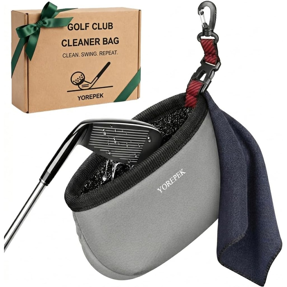 image:imageYOREPEK Golf Ball Cleaner Pouch in Gift Box Club Cleaner For Golf Bag Golf Club Washer with Zipper Pocket for Golf Club Accessories Golfing Accessories Golf Gifts for Men Golf stuffGray