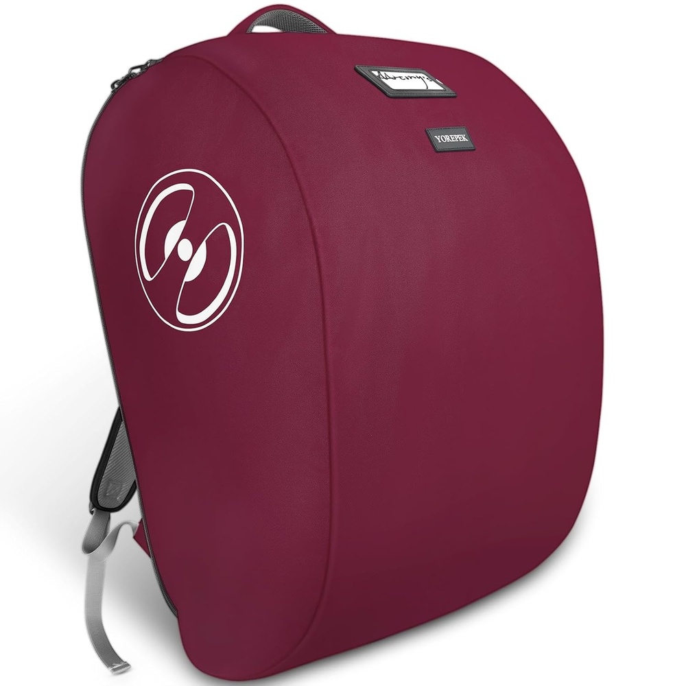 image:imageYOREPEK Padded Car Seat Stroller Travel Bag for Air Travel Gate Check for Doona Evenflo Shyft Dualride with Base Infant Car Seat Trave Bag Lockable Zipper Soft Backpack Straps FoldableWine Red