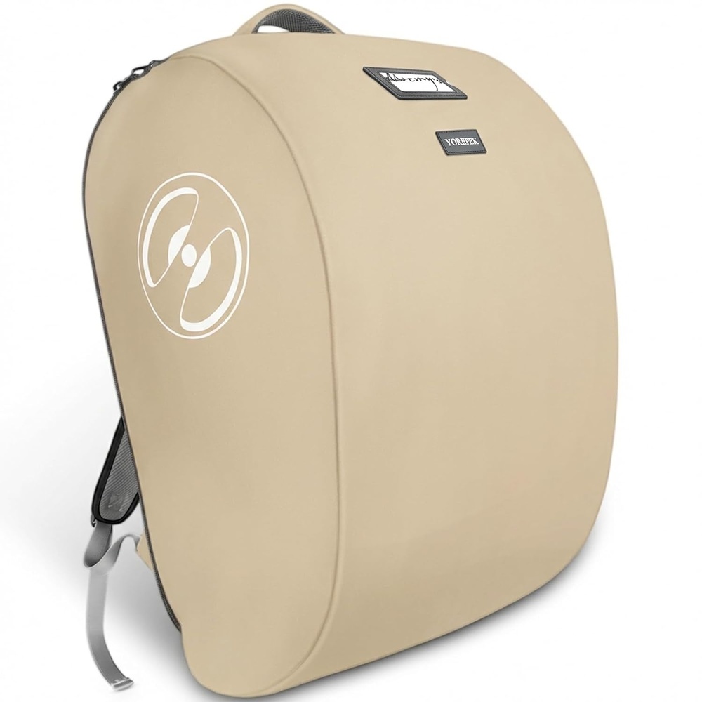 image:imageYOREPEK Padded Car Seat Stroller Travel Bag for Air Travel Gate Check for Doona Evenflo Shyft Dualride with Base Infant Car Seat Trave Bag Lockable Zipper Soft Backpack Straps FoldableBeige