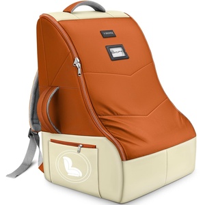 YOREPEK Carseat Bags for Air Travel, Baby Airplane Travel Essentials | Shoulder Strap, Waist Strap, Padded Portective, PU Leather Wear-Resistant Bottom, Car Seat Bag with Side Pocket(Orange)