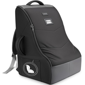 YOREPEK Carseat Bags for Air Travel, Baby Airplane Travel Essentials | Shoulder Strap, Waist Strap, Padded Portective, PU Leather Wear-Resistant Bottom, Car Seat Bag with Side Pocket(Black)