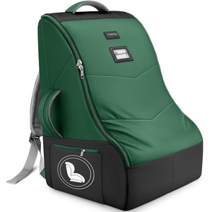 YOREPEK Carseat Bags for Air Travel, Baby Airplane Travel Essentials | Shoulder Strap, Waist Strap, Padded Portective, PU Leather Wear-Resistant Bottom, Car Seat Bag with Side Pocket(Green)