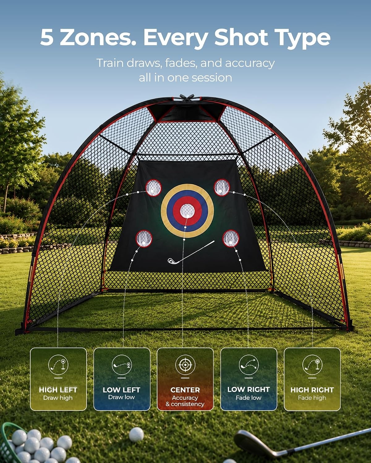 image:imageYOREPEK Golf Practice Net 10x7ft for Backyard Driving Real Golf Balls