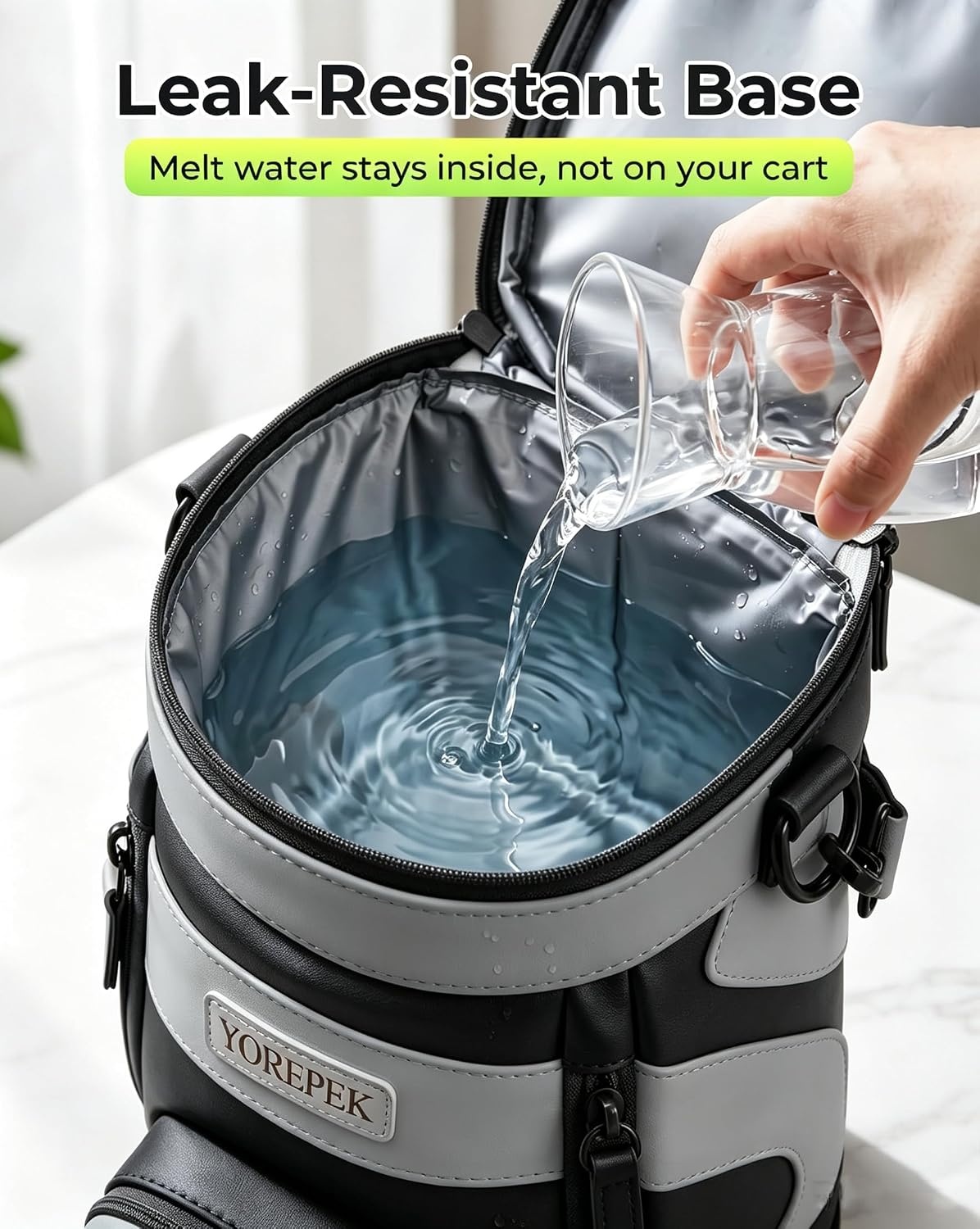 image:imageYOREPEK Golf Cooler Bag Golf Bag Shaped 6Can Cooler with 2 Can SleevesBlack